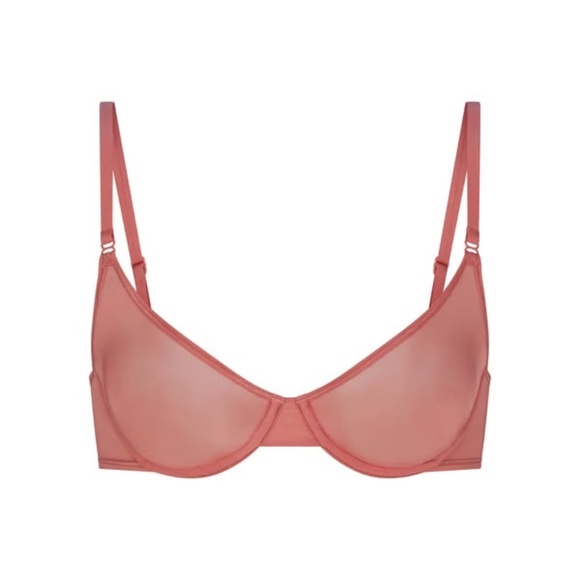 NWT SKIMS Jelly Sheer Intimates Underwire Unlined Scoop Bra Terracota 44DD - Picture 1 of 5